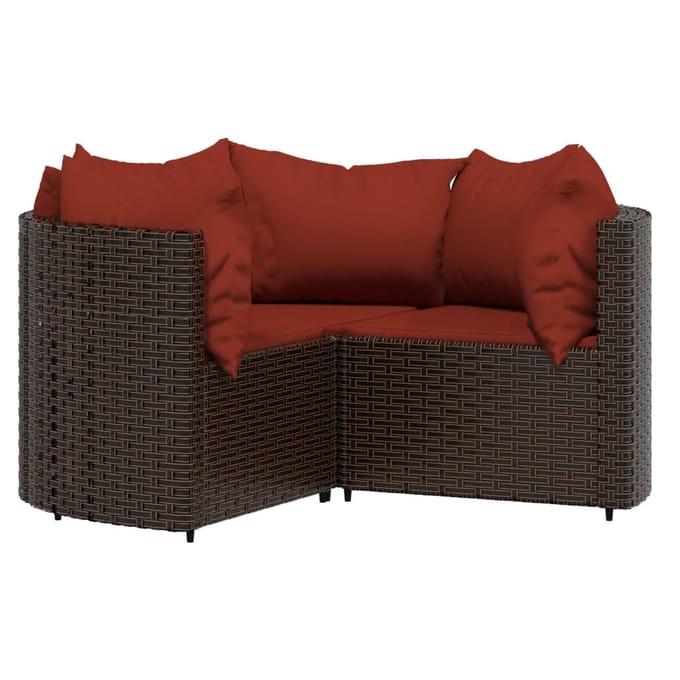 vidaXL - 4-delige - Loungeset - met - kussens - poly - rattan - bruin