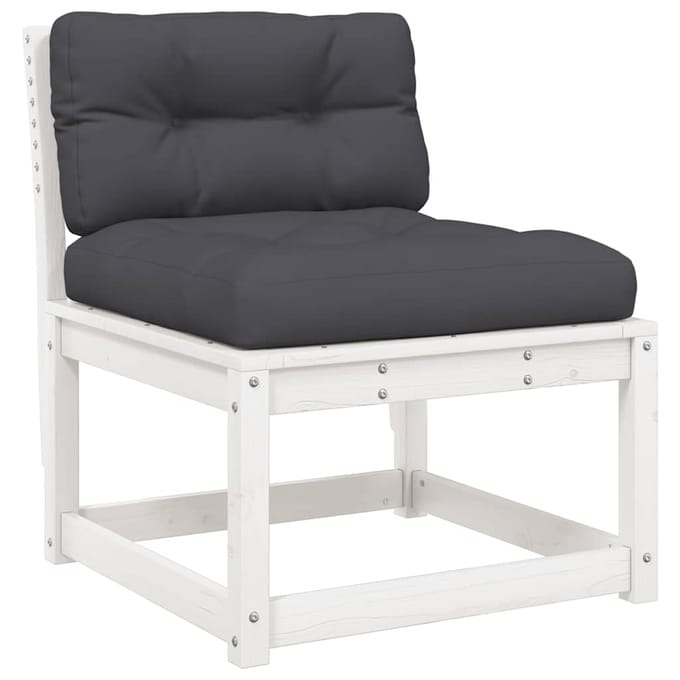 vidaXL - 5-delige - Loungeset - met - kussens - massief - grenenhout - wit
