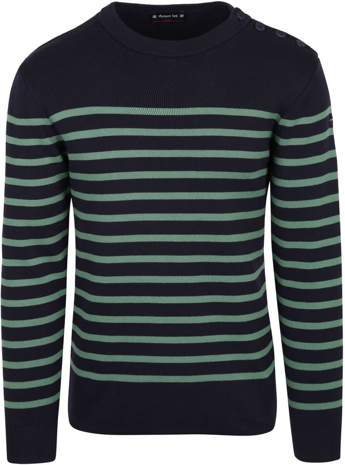 Armor-Lux Groix Trui Strepen Navy Groen - Maat XL - Heren