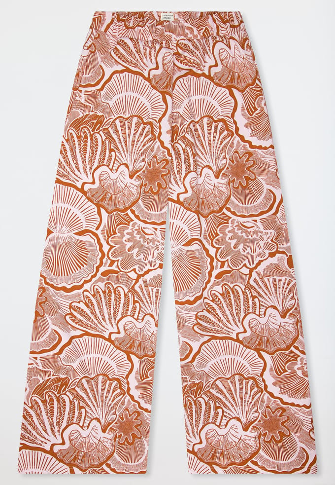 Langere broek van Heavy Single Jersey met multicolor schelpenmotief - Mix+ Relax 48