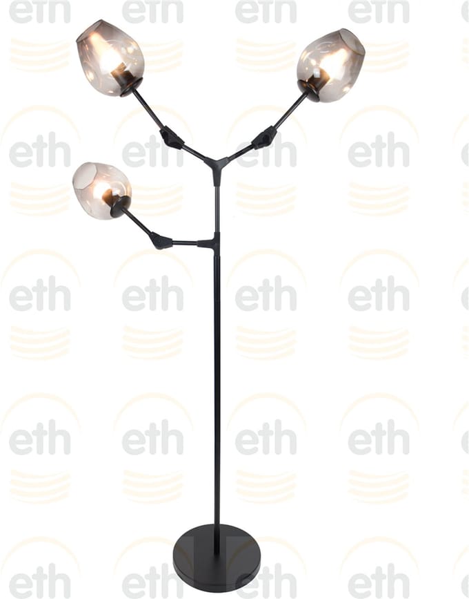 ETH vloerlamp Lime 3x E27 smoke glas/ zwart