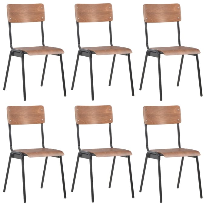 vidaXL - Eetkamerstoelen - 6 - st - multiplex - bruin