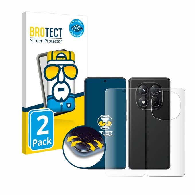 BROTECT - Screenprotector voor Xiaomi Redmi Note 14 Pro (Voor+Achter) - Folie Beschermfolie transparant volledig dekking - 2 Stuks