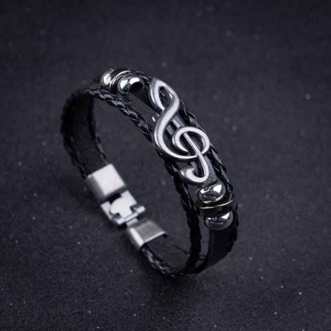 Meerlaags Mode Muzieknoot Armband, Unisex Koppel Ontwerp bruin