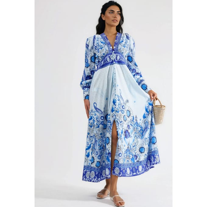 Florale Maxi-jurk met Paneelontwerp