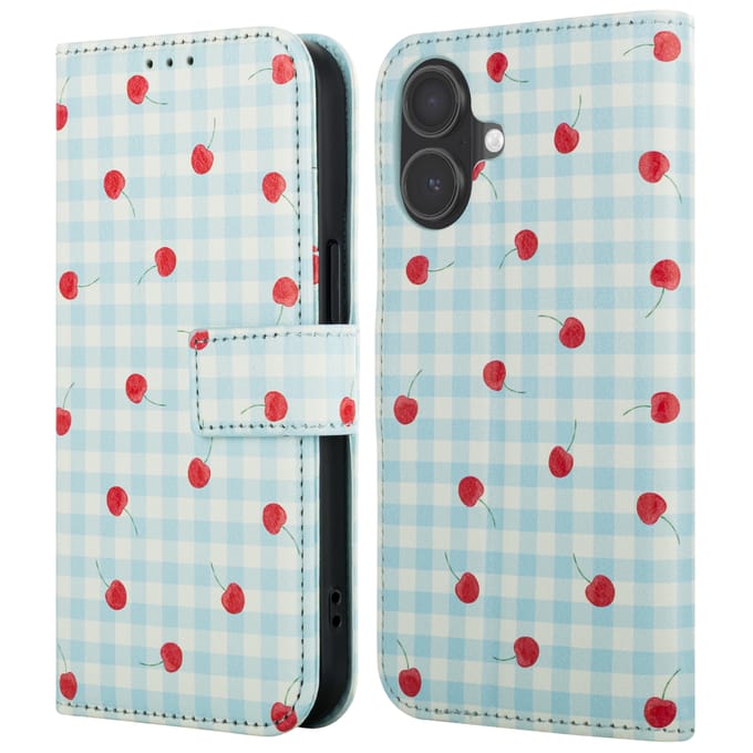 imoshion Hoesje - Geschikt voor Apple iPhone 16 - Design Bookcase smartphone - Cherry Check