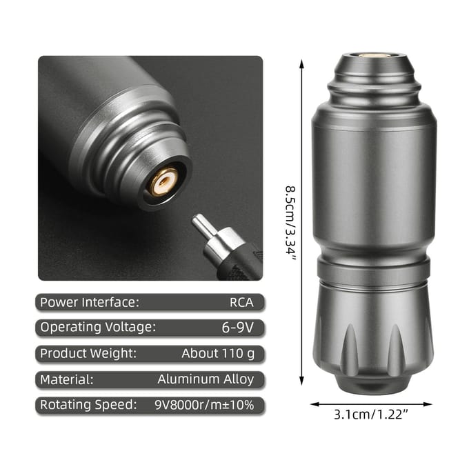 ATOMUS Aluminiumlegering Rotary Tattoo Pen Tattoo Machine Shader Liner Motor Stroomkabel Kit voor zilvergrijze kleur