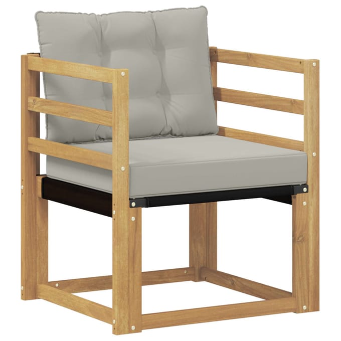 vidaXL - Buitensofa - Massief - Acaciahout - en - Textilene - Wit