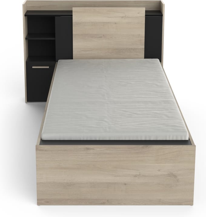 Vente-unique Bedframe hout zwart 90 x 200 cm, 90 x 190 cm