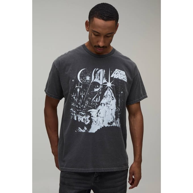 Oversized Star Wars Licentie Print T-shirt | Washed Charcoal | Size Small