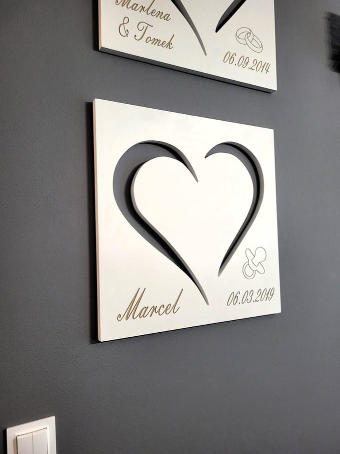 Moliland - Groot Hart - Met Smoczek - Geboortedatum - Wit