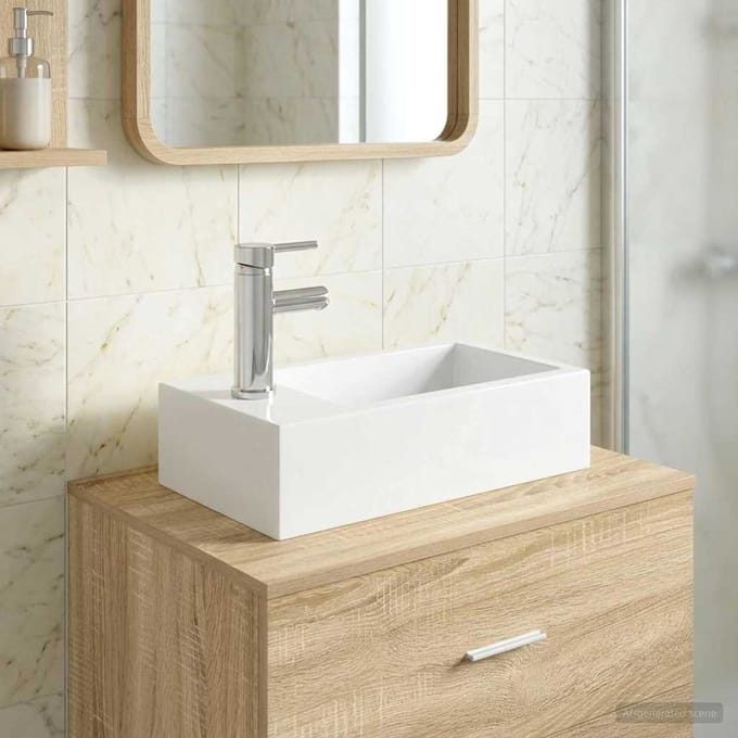 vidaXL - Badkamer - wastafel - Chroom - 45,5 - x - 25,5 - x - 13 - cm - Keramiek