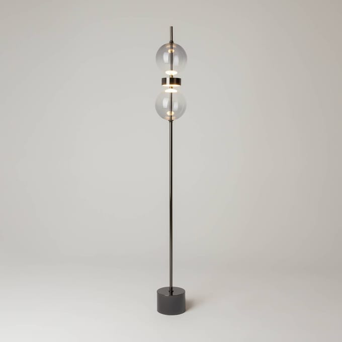 Maytoni LED vloerlamp DOUBLE MOON, zwart/rookgrijs, hoogte 146 cm