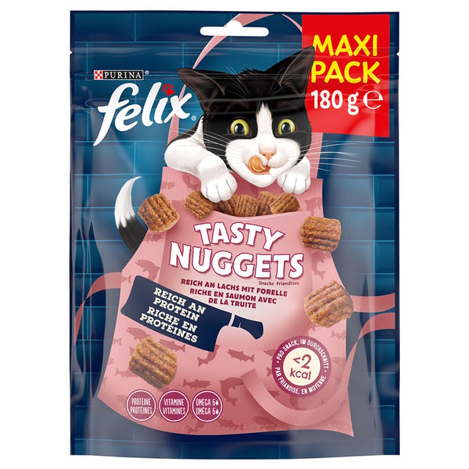 Dubbelpak: 2x180g Felix Tasty Nuggets Zalm en Forel kattensnacks