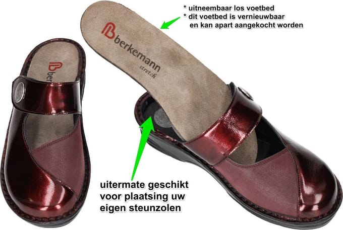 Berkemann -Dames - bordeaux - pantoffels - maat 37.5