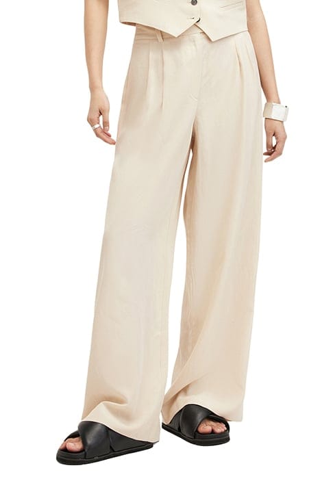 AllSaints Deri Lyn Trouser Cream White Maat: 4 | Wijde Broeken Outlet | Dames | Beige