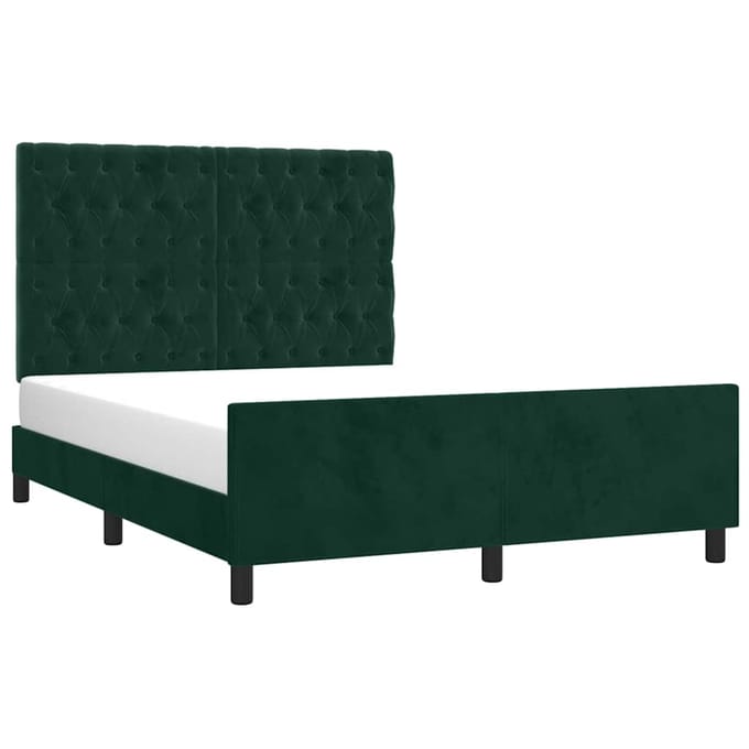 vidaXL - Bedframe - zonder - matras - 140x200 - cm - fluweel - donkergroen