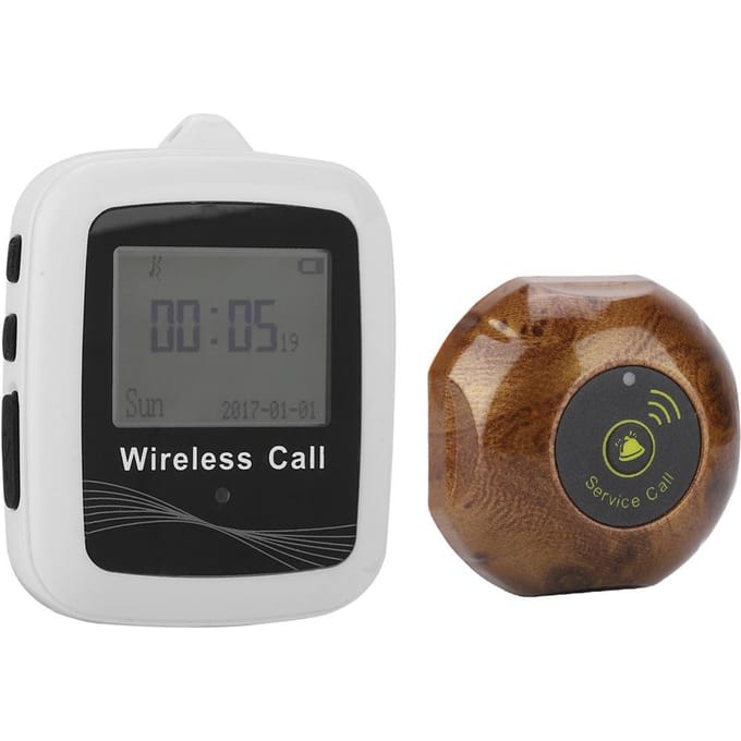 Draadloze Pager voor Verzorgers Restaurantsysteem 1 Mobiele Ontvanger+10 Waterdichte Pagers( US Plug gray