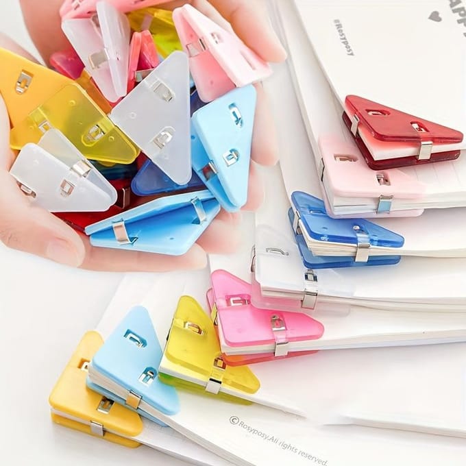 10-Pack Driehoekige Binderclips, Grote Capaciteit Multifunctionele Plastic Papierklemmen, Kantoor- en School Document Organizer Clips, Map Bestandshouders 10pcs schoon