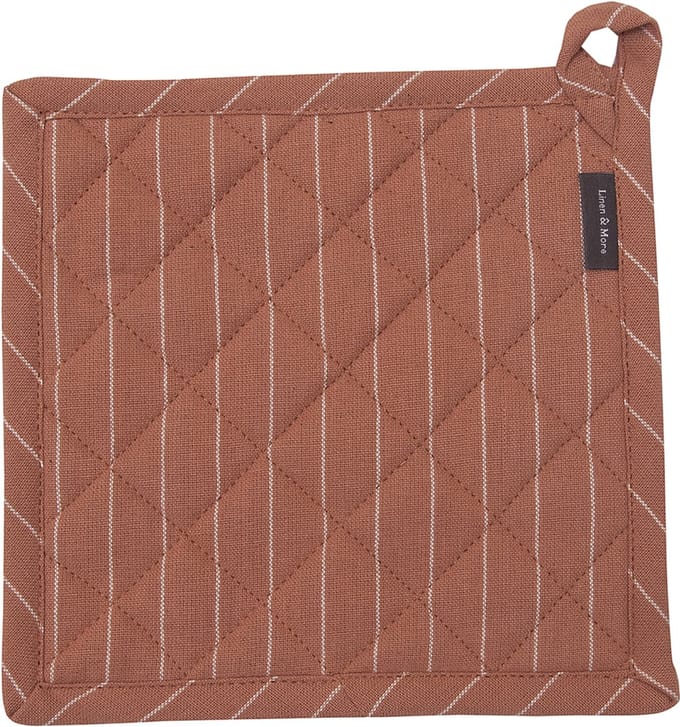 Linen & More - Pannenlap 'Pinstripe' (20cm x 20cm, Bruin)