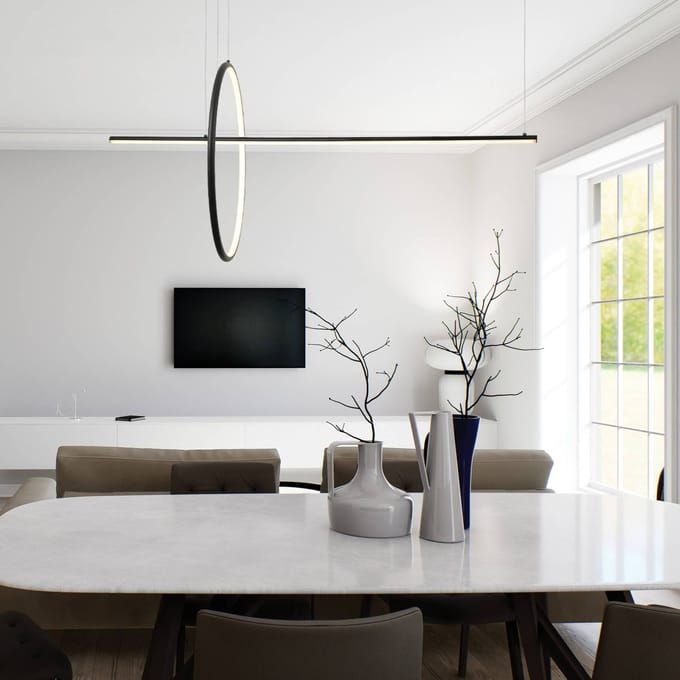 Zambelis LED hanglamp 20128, matzwart, lengte 122 cm, metaal, dimbaar