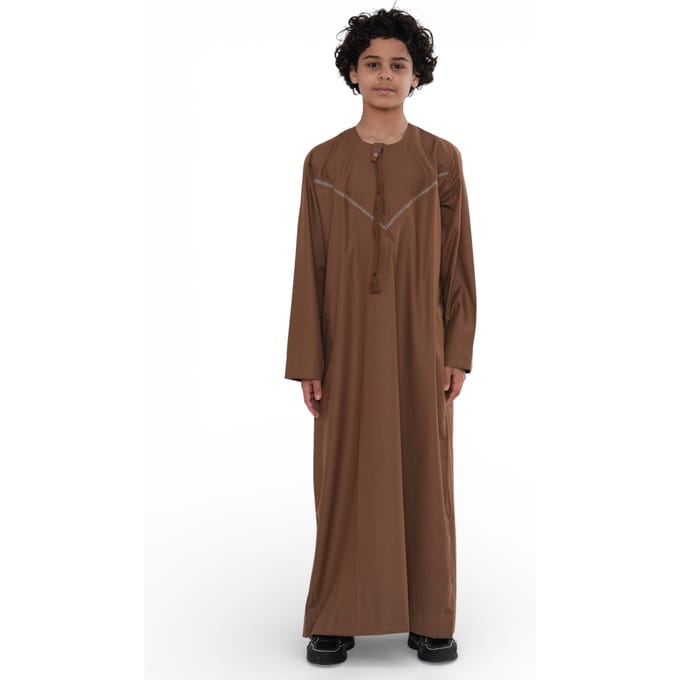 Kinderen jongens Eid Camel Brown Marokkaanse Thobe Robe Djellaba Ramadan Eid Jubba- K-HM10