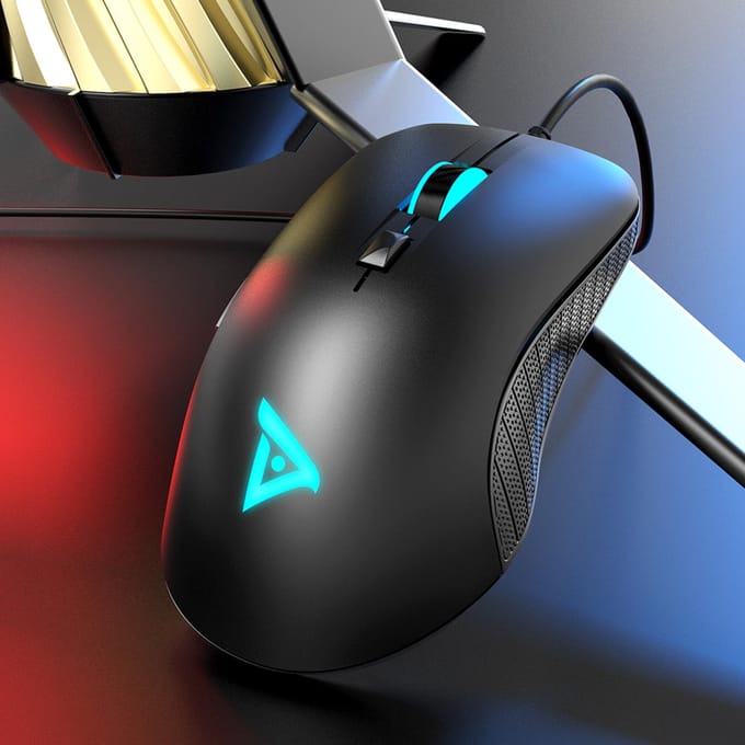 TAIOU USB bekabelde gamingmuis RGB LED-licht E-sportmuis Verstelbaar 600DPI-6000DPI voor laptop zwart