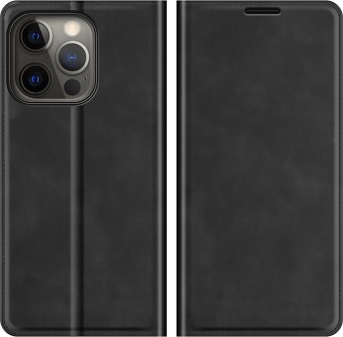 MobyDefend Hoesje - Geschikt voor iPhone 13 Pro - Luxe Wallet Bookcase (Magnetische Sluiting) - Zwart