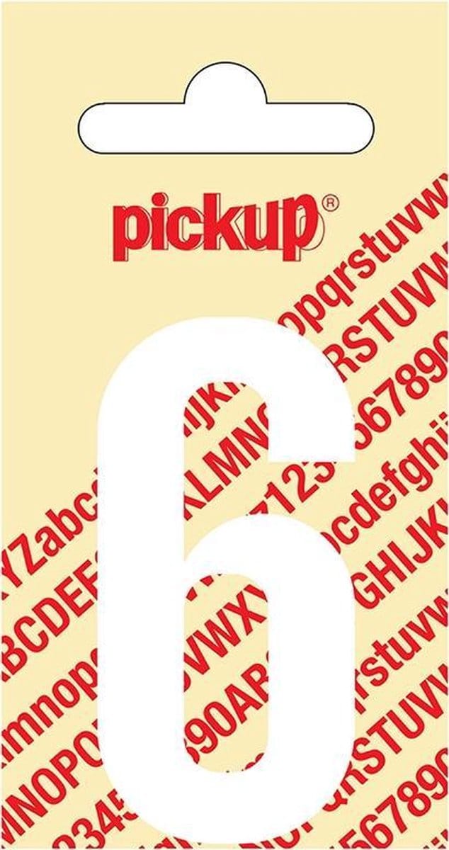 Pickup plakcijfer Nobel 60 mm wit 6 - 310120606