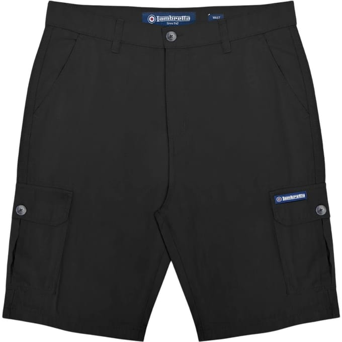 Lambretta Heren Rubber Logo Cargo Shorts (Zwart)