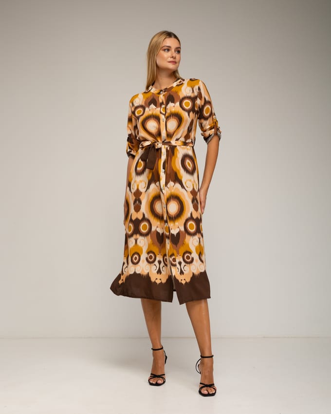 Midi shirtjurk met etnische print