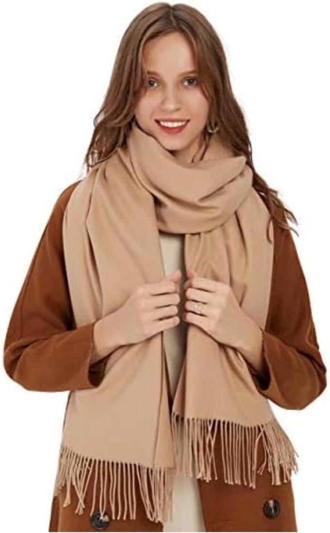 Dames Sjaal - Omslagdoek - Warme Stijl - Subtiele Glans - 203 cm - Kaki