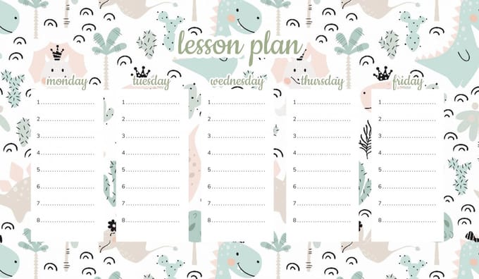 Wallvy Planbord - Magnetisch - 45x26 cm - Dinozaurussen - Personaliseerbaar
