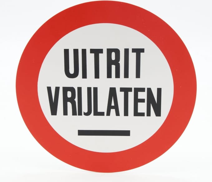 Repko bord rond "uitrit vrijlaten"