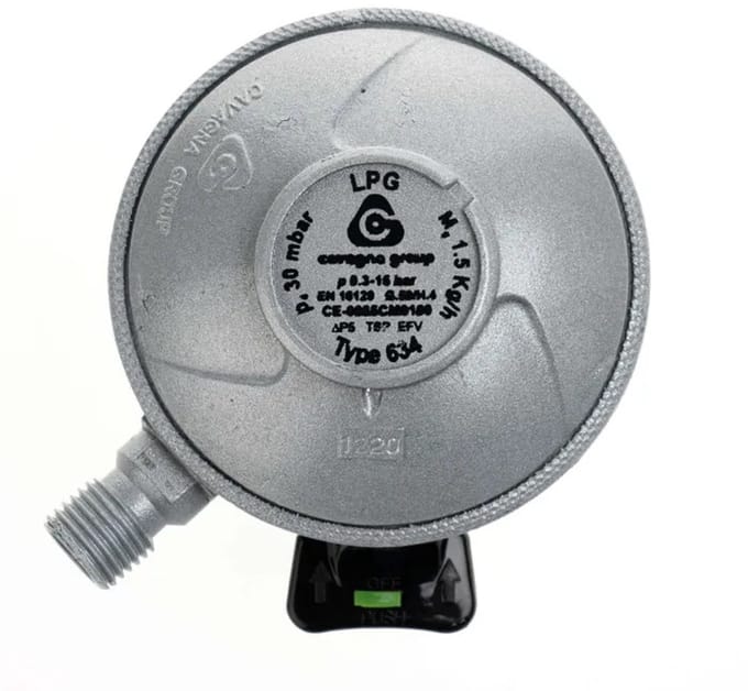 Cavagna Group Gasdrukregelaar Quick-On – 30mbar – Type 634 – 1,5 kg/u – 1/4" Links – Universeel