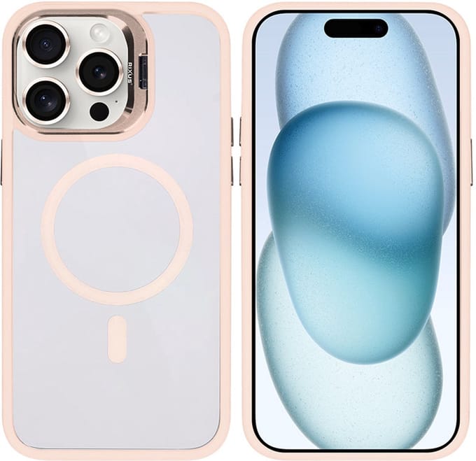 Rixus Classic 03 Case With MagSafe For Apple iPhone 15 Pro Max Light Pink