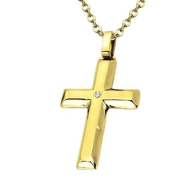 Montebello Ketting Bram Gold - 316L Staal PVD - Kruis - 48x26mm - 60cm