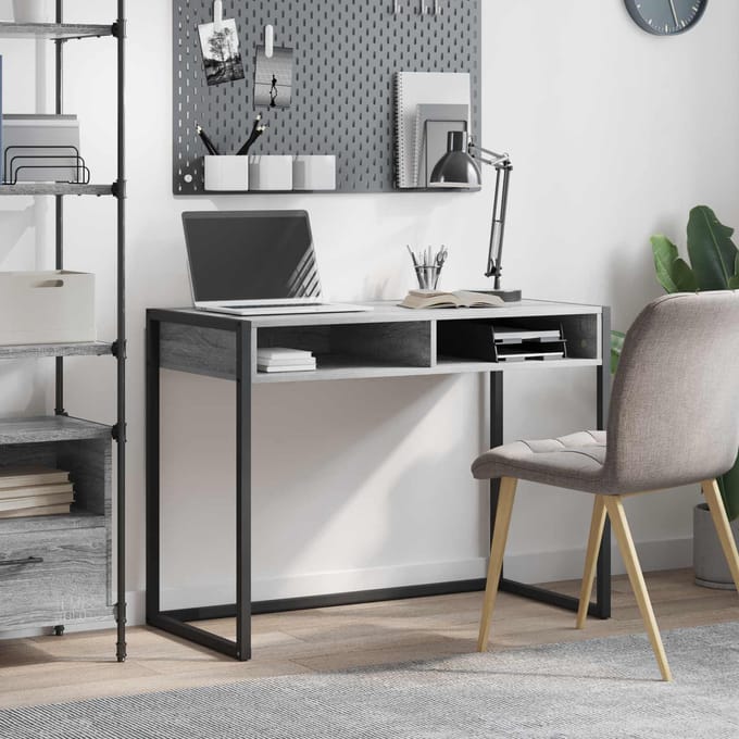 vidaXL - Bureau - Grijs - Sonoma - Bewerkt - hout - 100 - x - 50 - x - 75 - cm