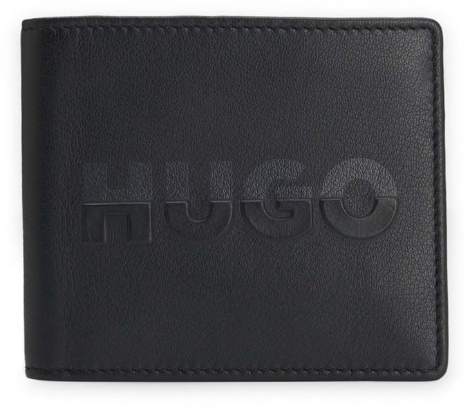 HUGO Leren kaarthoes Nosh 8CC Card Case Black zwart
