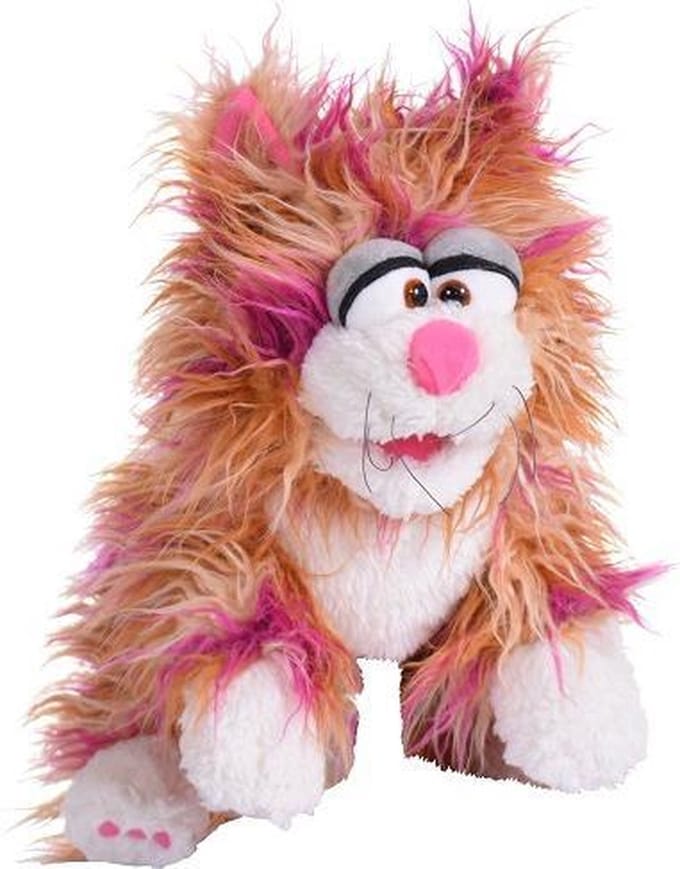Handpop 32 cm gevlekte kat living puppets buikspreekpop