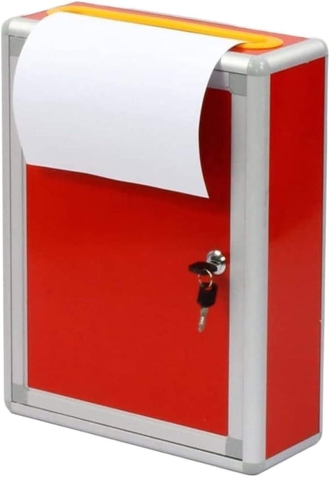 Brievenbus Muurmontage - Postbus Brievenbak - Post Opslag - Grote Ruimte Ingang - 30x12x39cm - Rood