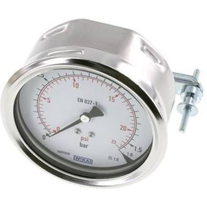 0..1.6 Bar Paneelmontage Manometer Staal/Messing 100 mm Klasse 1.0 (Beugel) - MW01P6100SH-TP