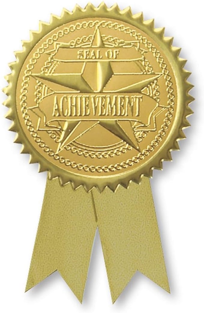 Gouden Certificaat Zegels met Reliëf en Lintdesign - 102 Stuks