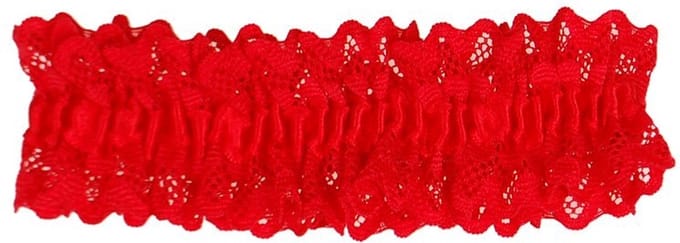 Kousenband grote maat - rood met kant