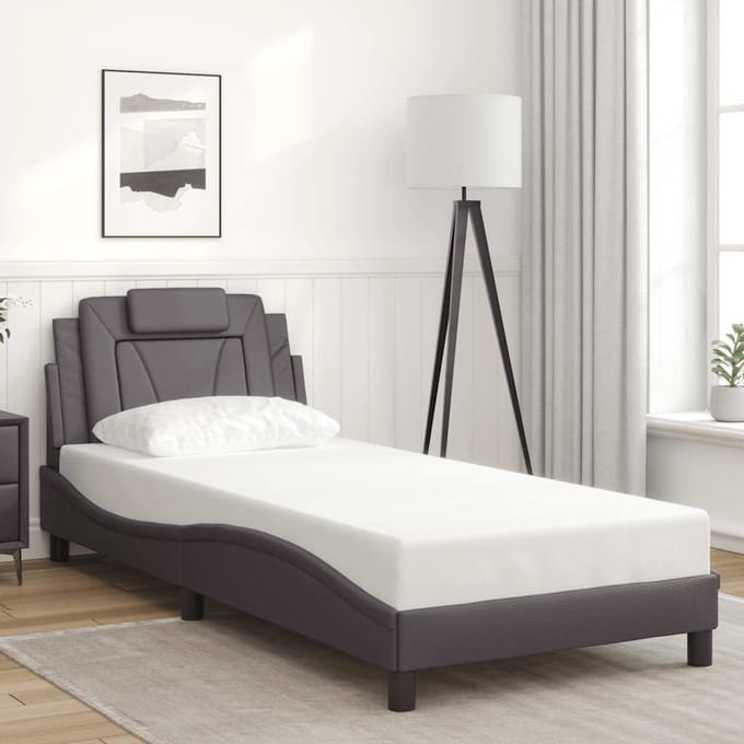 vidaXL - Bedframe - "Viana" - zonder - matras - kunstleer - grijs - 90x190 - cm