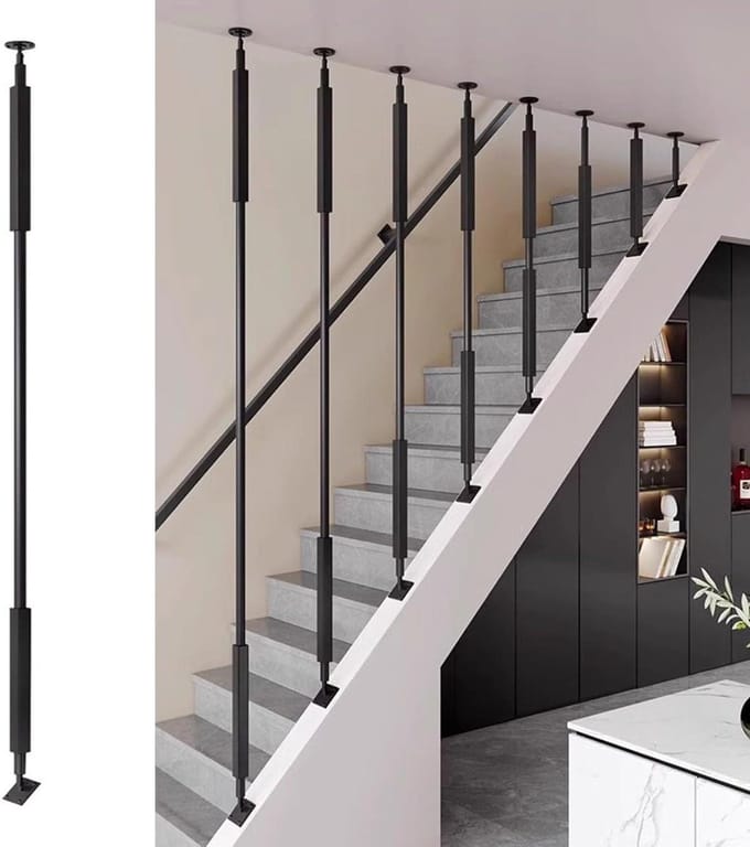 Trapleuning - Spindel Balustrade - Valbeveiliging - Verstelbare Hoek - 230 cm - Zwart