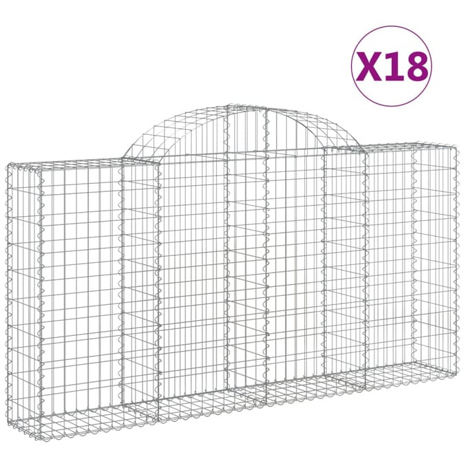 vidaXL - Schanskorven - 18 - st - gewelfd - 200x30x100/120 - cm - ijzer