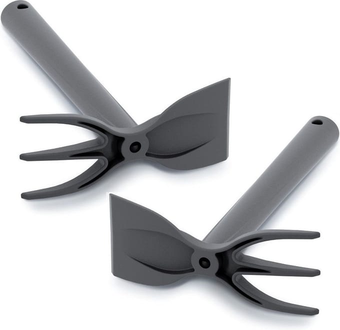 Set van 2x stuks zwarte kunststof hark/schoffel 29 cm - Tuingereedschap/moestuin/kruidentuin accessoires