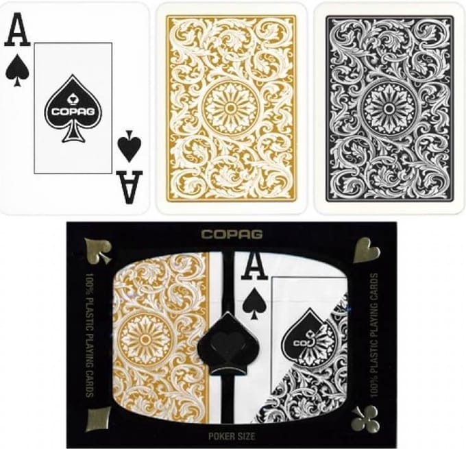 Copag 1546 Speelkaarten - 100% Plastic Poker Size Zwart/Goud - Duurzaam