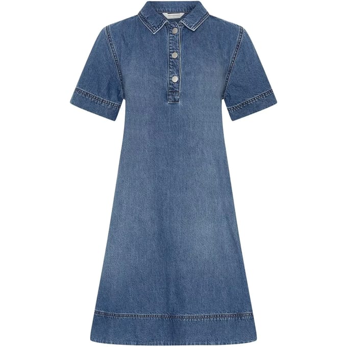 Knie-lange denimjurk met drukknoopsluiting model 'Turo Alena'